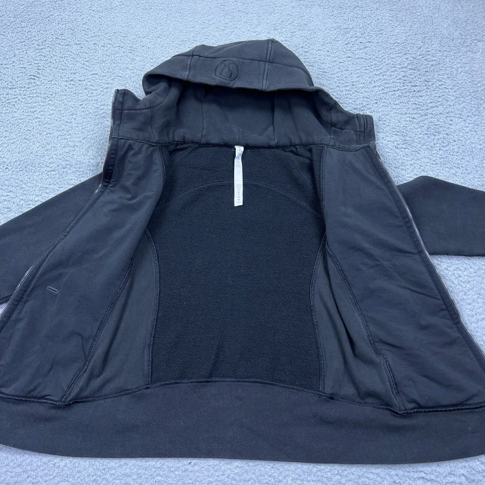 Lululemon Scuba Hoodie Full Zip Sweater Classic Cotton Fleece Black Sz 6 W4AP7S*